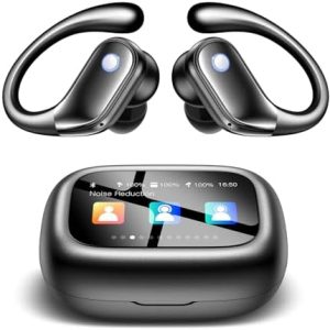 Wireless Earbuds, ENC Noise Cancelling Sport Ear Buds with Multifunctional Touch Screen, Bluetooth 5.4 Headphones, Bass Stereo Sound, 5 EQ Over-Ear Earbuds for Sports/Workout/Gym-Black